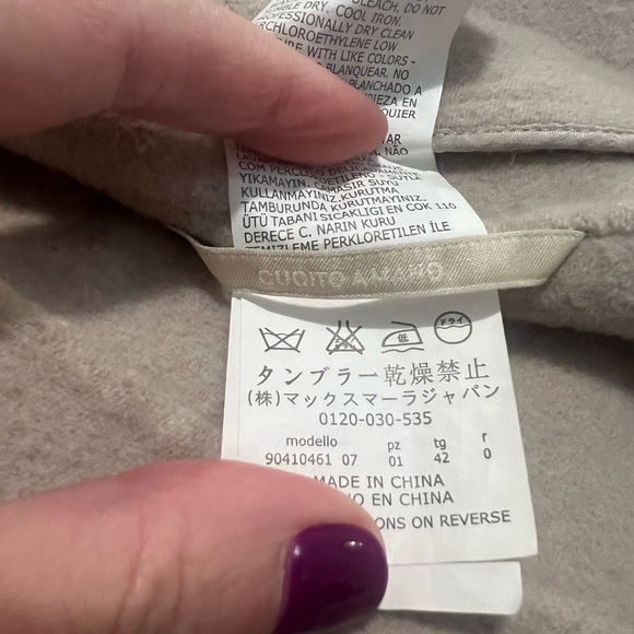 S MaxMara Pea Coat Short Length Beige - Small Angora Wool Blend - Picture 13 of 16